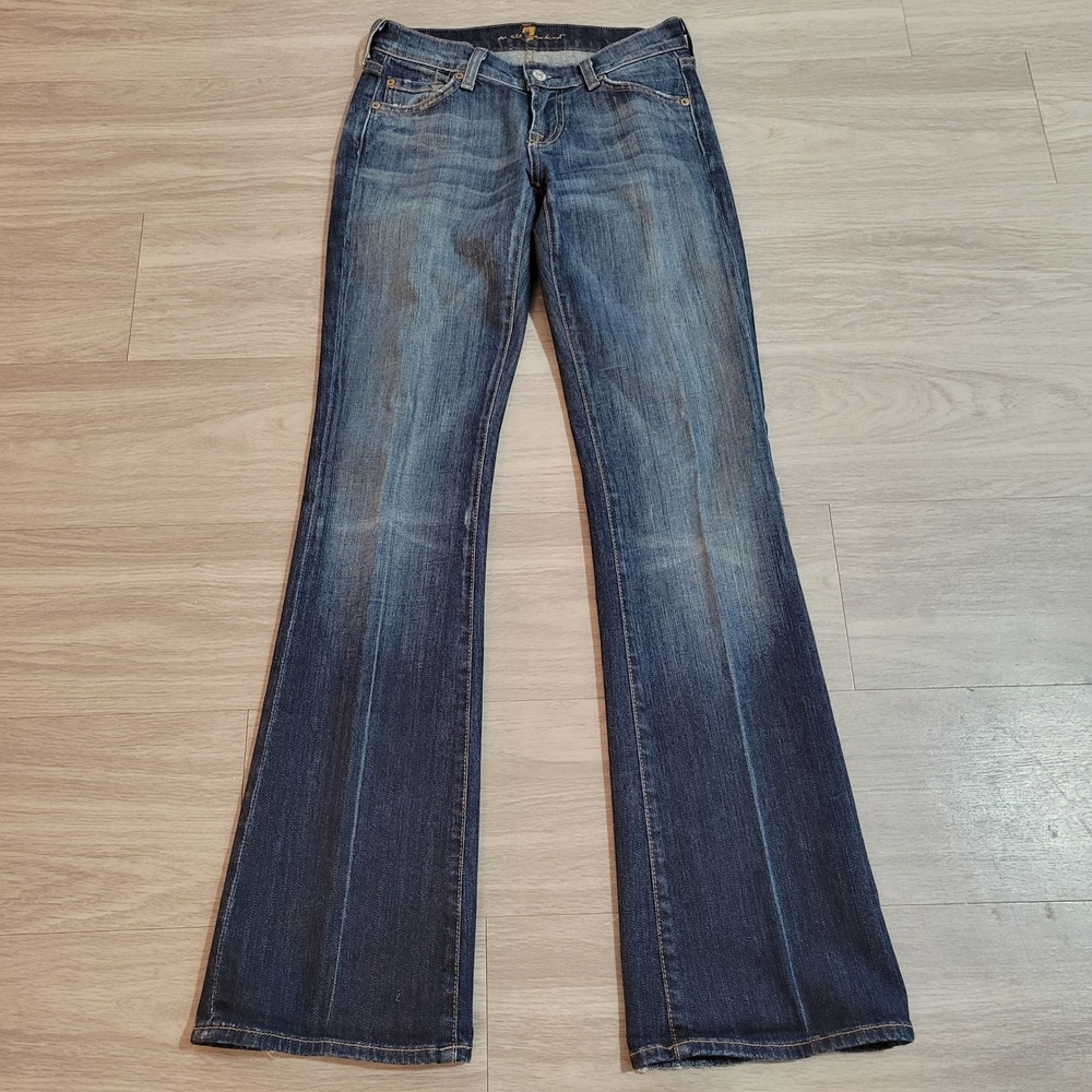 7 For All Mankind Bootcut Womens Jeans Dark Wash Low Rise Size 25(28x33)USA Made
